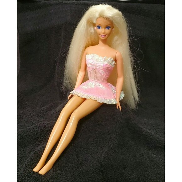 1995 Foam N Color Barbie Doll Pink Iridescent Mini Dress Long Blonde Hair VTG - Picture 16 of 16